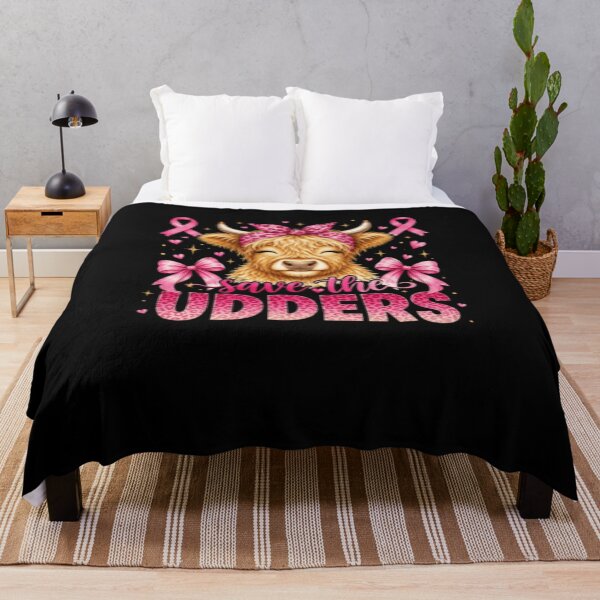 Item preview, Save The Udders Highland Cow Breast Cancer Awareness Pink designed and sold by boisomari.