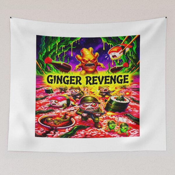 Item preview, Ginger Revenge - Unhinged Acid Trip Sushi War Art designed and sold by OmniaGlobal.