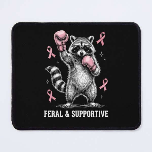 Item preview, Feral And Supportive Raccoon Breast Cancer Awareness Pink designed and sold by boisomari.