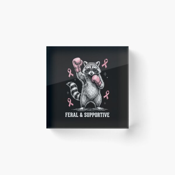 Item preview, Feral And Supportive Raccoon Breast Cancer Awareness Pink designed and sold by boisomari.