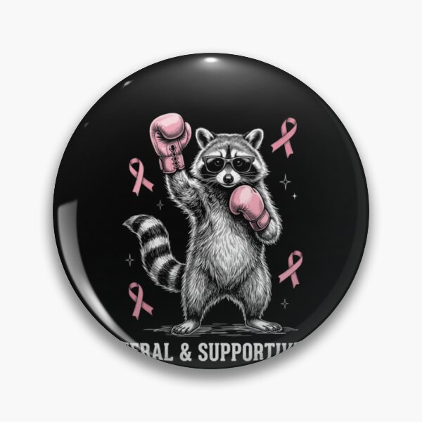 Item preview, Feral And Supportive Raccoon Breast Cancer Awareness Pink designed and sold by boisomari.