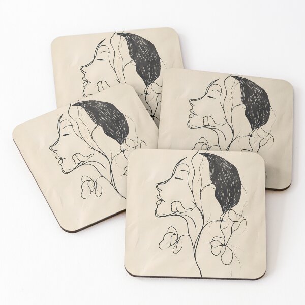 Item preview, Minimalist one-line art of a woman's profile with flowers and contrast designed and sold by Artdavesalzburg.