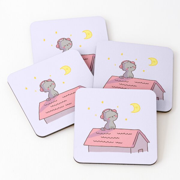Item preview, Cat Chilling on a Roof with Headphones designed and sold by Chunu Doodles.
