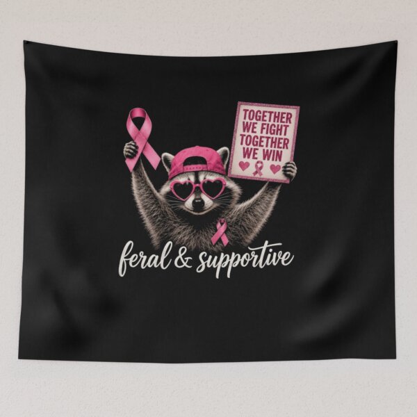 Item preview, Together We Fight Feral And Supportive Raccoon Breast Cancer Awareness designed and sold by boisomari.