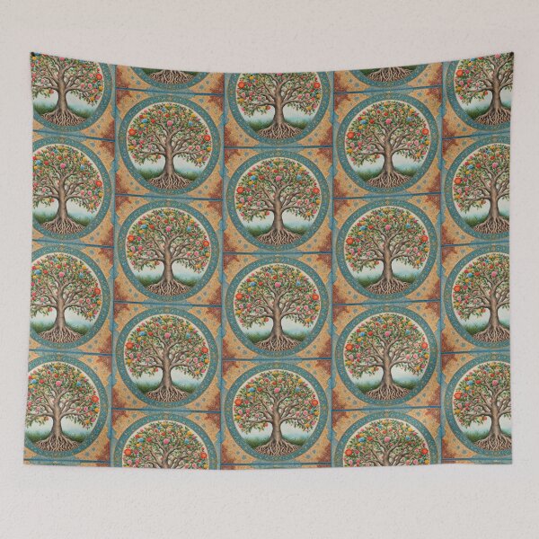 Item preview, Tree of Life Floral Tapestry Persian Mandala Art designed and sold by pinkal.