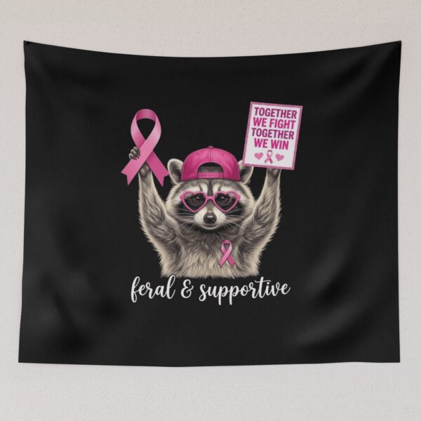 Item preview, Feral and Supportive Breast Cancer Raccoon designed and sold by boisomari.
