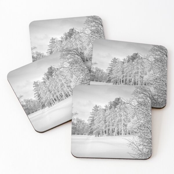 Item preview, Snow-covered trees in Kohler Wisconsin black and white designed and sold by TerraMediaLLC.