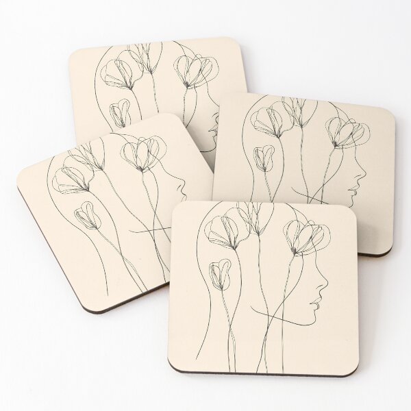 Item preview, Minimalist one-line art of a woman's profile with floral elements designed and sold by Artdavesalzburg.