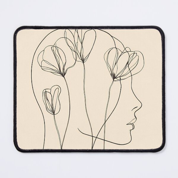 Item preview, Minimalist one-line art of a woman's profile with floral elements designed and sold by Artdavesalzburg.