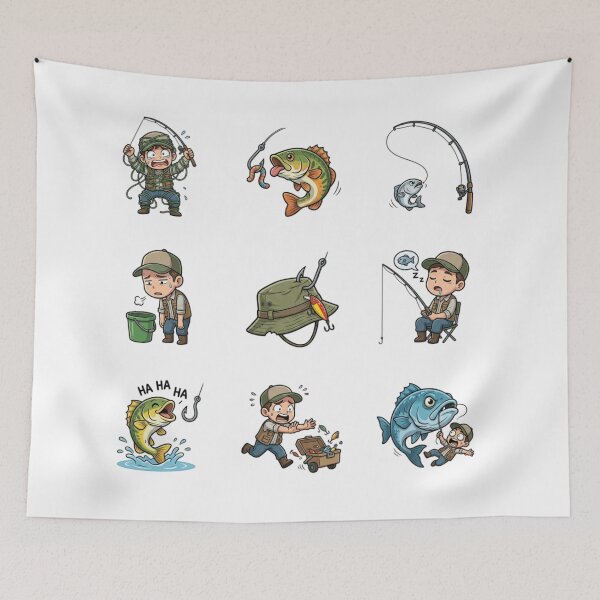Item preview, Funny Fishing Sticker Sheet Humorous Angling Waterproof Decals designed and sold by mood-draftsman.