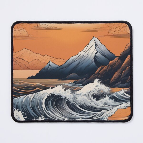 Item preview, A Giant Sun Above a Vintage Coastal Mountain Scene. designed and sold by MissYouONLY.