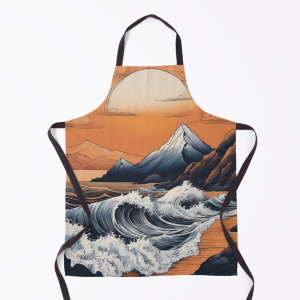 Item preview, A Giant Sun Above a Vintage Coastal Mountain Scene. designed and sold by MissYouONLY.