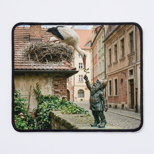 Item preview, Stork Nest Helper Gnome Art Print – Spring Symbol Gift, Poland Travel Decor designed and sold by Purrfecta.