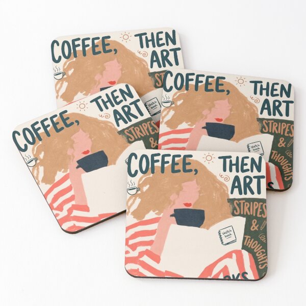 Item preview, Espresso Yourself Before You Sketch Yourself: A Striped Fashion Disaster Slips Into Coffee-Coma Canon designed and sold by Print Fiction.