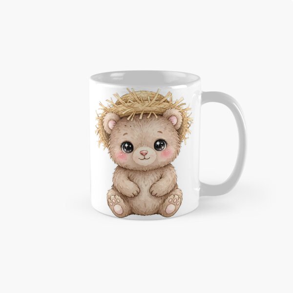 Item preview, Cute Baby Bear in Straw Hat - Kawaii Watercolor designed and sold by 2Sec.