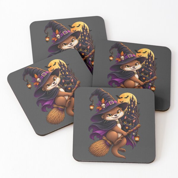 Item preview, Funny Otter Meme Collection - Halloween Witch Otter and Black Cat Gothic Spooky Art designed and sold by MiraLumeStudio.