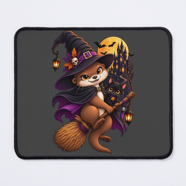 Item preview, Funny Otter Meme Collection - Halloween Witch Otter and Black Cat Gothic Spooky Art designed and sold by MiraLumeStudio.
