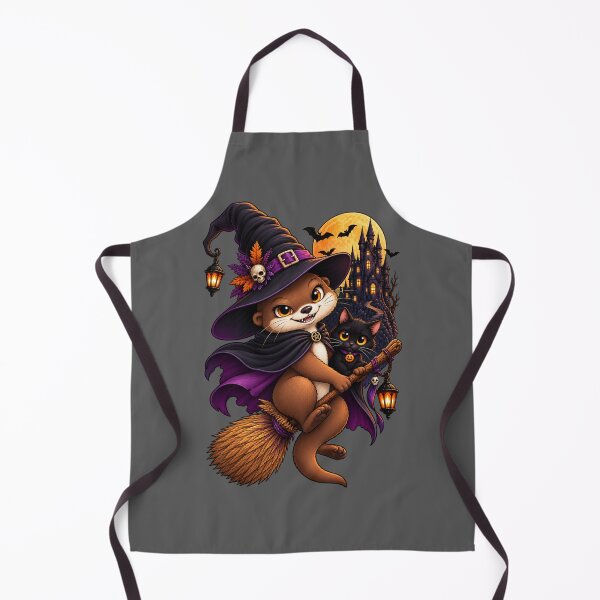 Item preview, Funny Otter Meme Collection - Halloween Witch Otter and Black Cat Gothic Spooky Art designed and sold by MiraLumeStudio.