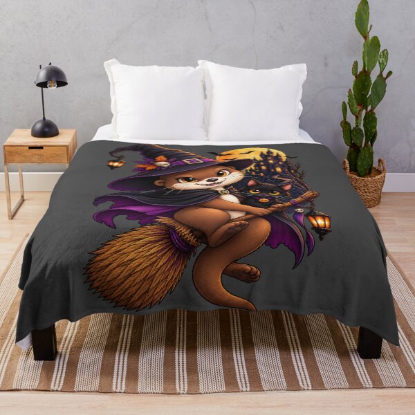 Item preview, Funny Otter Meme Collection - Halloween Witch Otter and Black Cat Gothic Spooky Art designed and sold by MiraLumeStudio.
