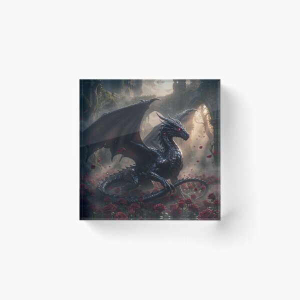 Item preview, Gothic Rose Dragon Beneath the Crimson Moon designed and sold by JanjjaSoulInk.