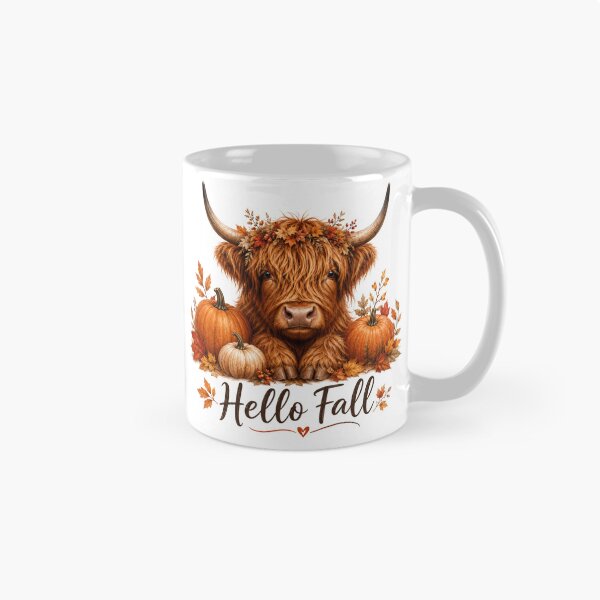 Item preview, Hello Fall Highland Cow Autumn designed and sold by Wild Ink Studio by Barbara.