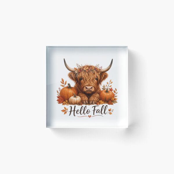 Item preview, Hello Fall Highland Cow Autumn designed and sold by Wild Ink Studio by Barbara.