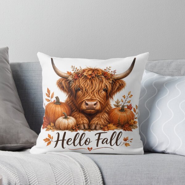 Item preview, Hello Fall Highland Cow Autumn designed and sold by Wild Ink Studio by Barbara.