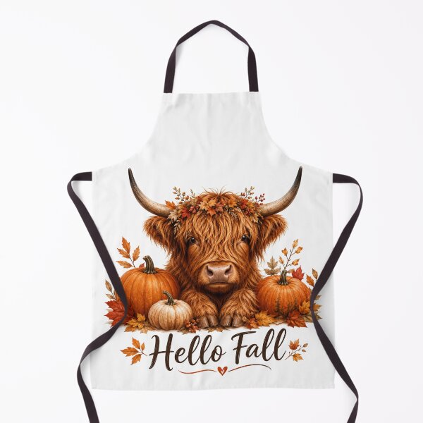 Item preview, Hello Fall Highland Cow Autumn designed and sold by Wild Ink Studio by Barbara.