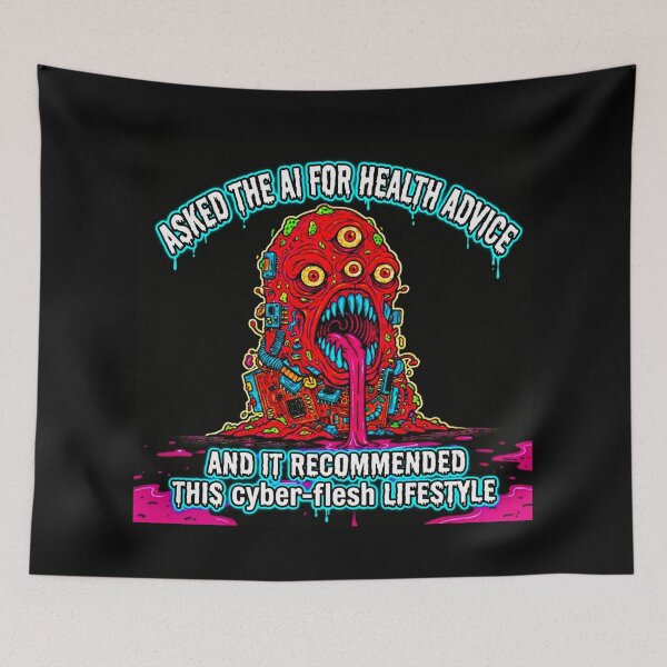 Item preview, Asked The AI For Health Advice - Cyber-Flesh Dystopia Art designed and sold by OmniaGlobal.