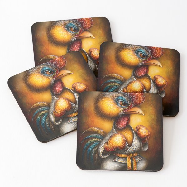 Item preview, Colorful Rooster in Karate Gi with Boxing Gloves designed and sold by Artessie.