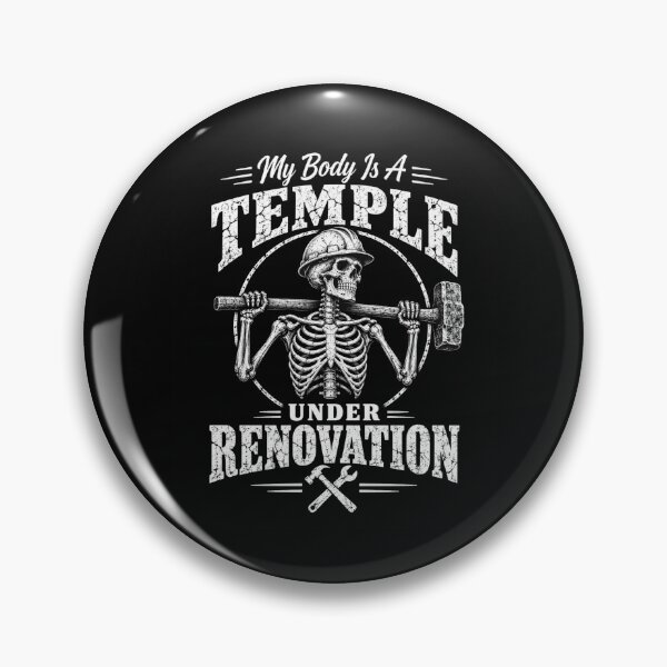 Item preview, temple Under Renovation Skeletal Construction Humor designed and sold by ROUX-ART.