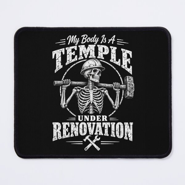 Item preview, temple Under Renovation Skeletal Construction Humor designed and sold by ROUX-ART.