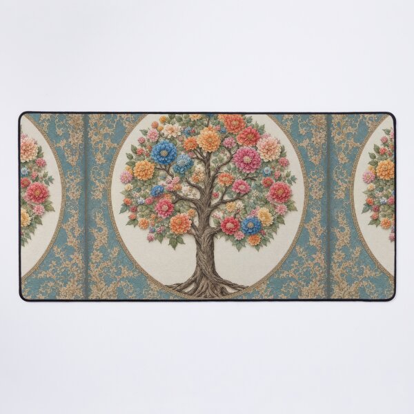 Item preview, Tree of Life Dahlia Floral Damask Tapestry Art designed and sold by pinkal.