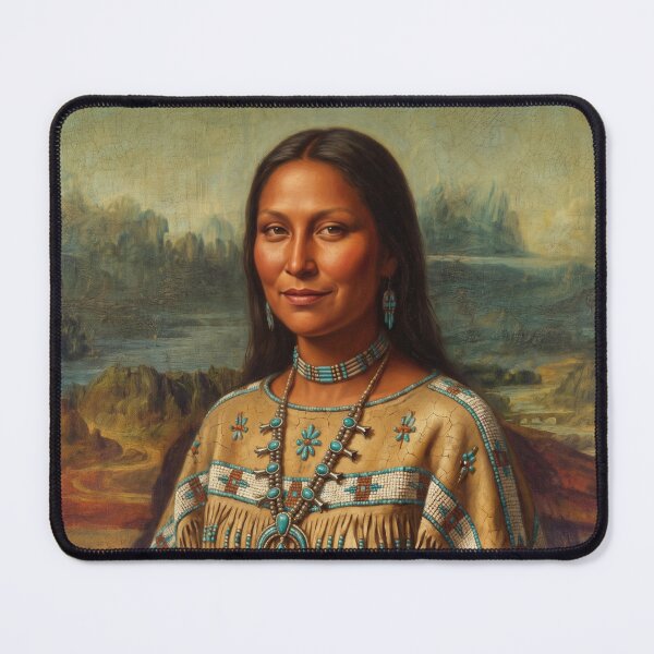 Item preview, Native American Mona Lisa - Indigenous Culture Art Parody designed and sold by ShabanMerch⭐⭐⭐.