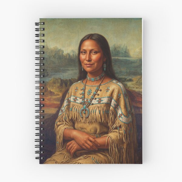 Artikelvorschau, Native American Mona Lisa – Parodie auf indigene Kulturkunst entworfen und verkauft von ShabanMerch.