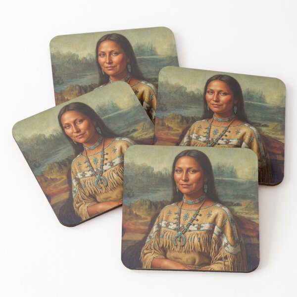 Item preview, Native American Mona Lisa - Indigenous Culture Art Parody designed and sold by ShabanMerch⭐⭐⭐.