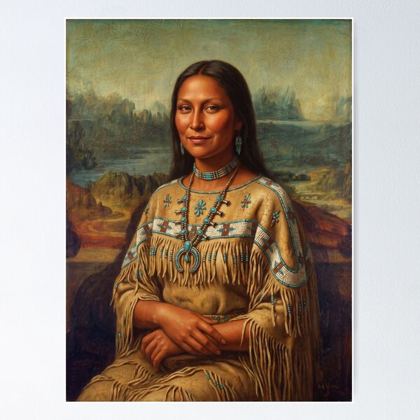 Item preview, Native American Mona Lisa - Indigenous Culture Art Parody designed and sold by ShabanMerch⭐⭐⭐.