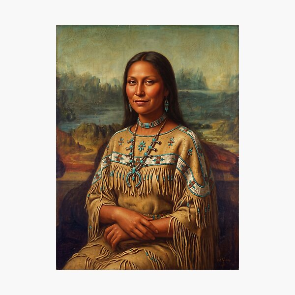 Item preview, Native American Mona Lisa - Indigenous Culture Art Parody designed and sold by ShabanMerch⭐⭐⭐.