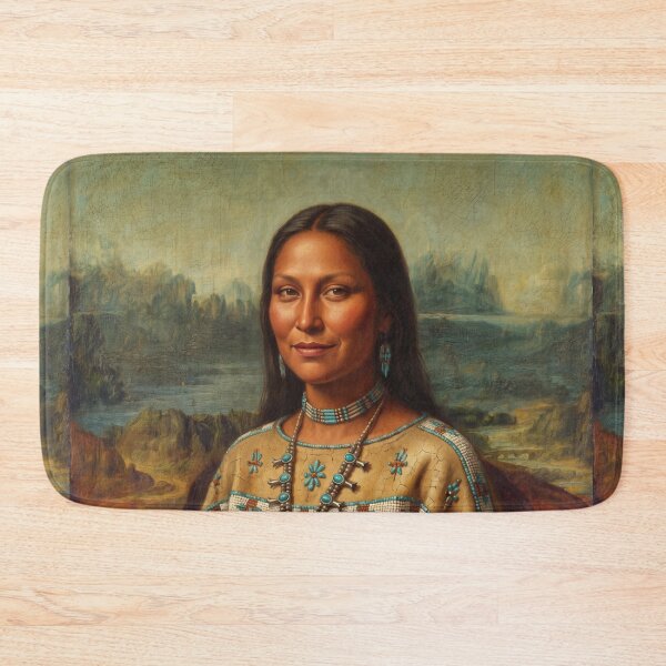 Artikelvorschau, Native American Mona Lisa – Parodie auf indigene Kulturkunst entworfen und verkauft von ShabanMerch.