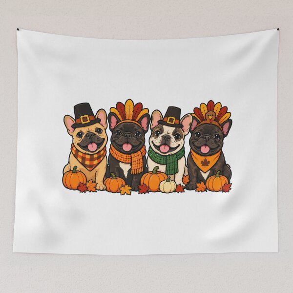 Item preview, Frenchie Thanksgiving Pilgrim Dogs Autumn Pet Lovers designed and sold by chattsuede.