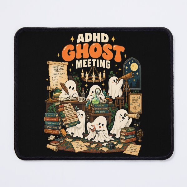 Item preview, ADHD Ghost Meeting Funny Spooky Productivity Art designed and sold by ROUX-ART.
