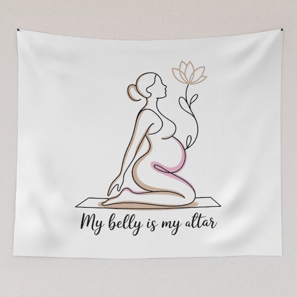 Item preview, My Belly Is My Altar Beige Pink Lotus Stem designed and sold by 108stillness.