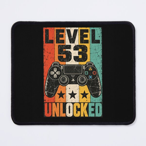 Item preview, gaming poster level 53 unlocked retro gamepad art designed and sold by ROUX-ART.