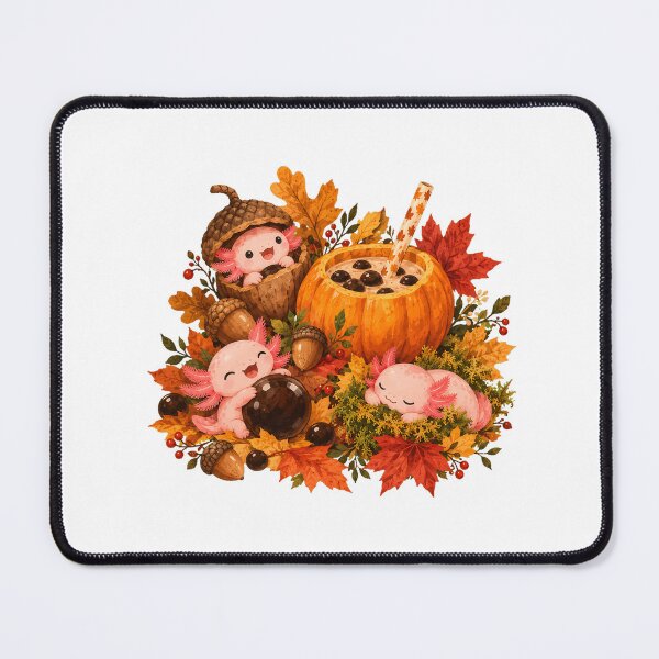 Item preview, Pumpkin Axolotl Autumn Tea Boba Fan designed and sold by chattsuede.