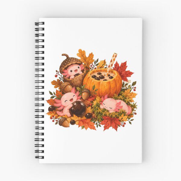 Item preview, Pumpkin Axolotl Autumn Tea Boba Fan designed and sold by chattsuede.