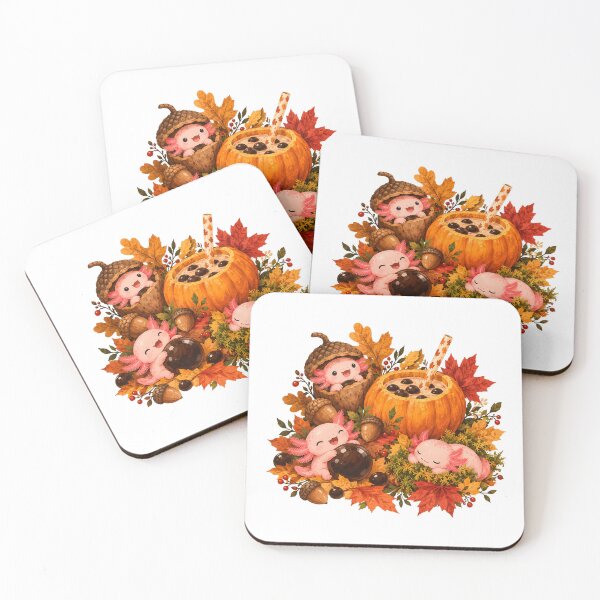 Item preview, Pumpkin Axolotl Autumn Tea Boba Fan designed and sold by chattsuede.