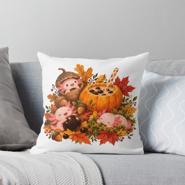 Item preview, Pumpkin Axolotl Autumn Tea Boba Fan designed and sold by chattsuede.