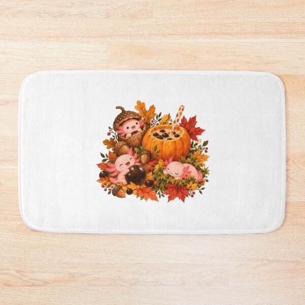 Item preview, Pumpkin Axolotl Autumn Tea Boba Fan designed and sold by chattsuede.