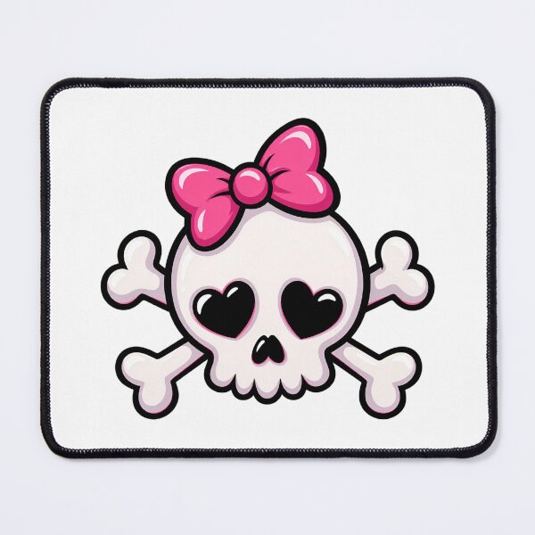 Item preview, Cute Pink Bow Skull and Crossbones designed and sold by MoonlitNeko.