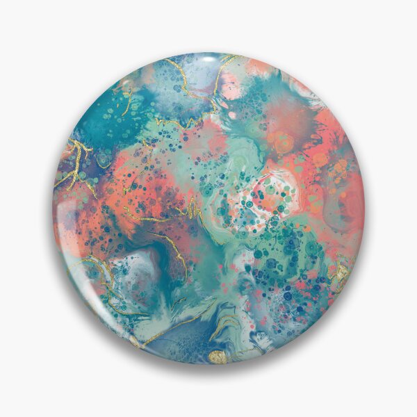 Item preview,  Paint Pour Design in Coral, Navy and Turquoise with Gold Accents designed and sold by Purposely Designed.